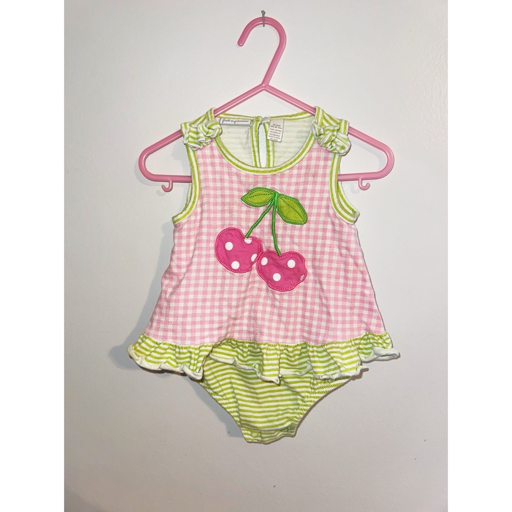 First Impressions Pink and Green Toddler Romper size 12mths